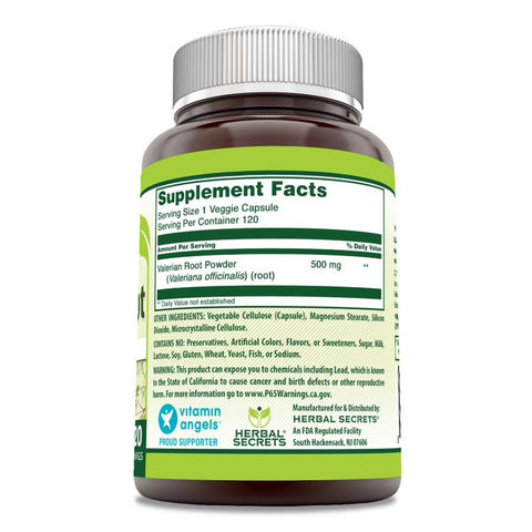 Image of Herbal Secrets Valerian Root | 500 Mg | 120 Veggie Capsules