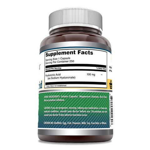 Image of Amazing Formulas Hyaluronic Acid | 100 Mg | 250 Capsules