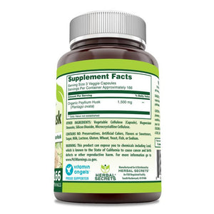 Herbal Secrets Psyllium Husk | 500 Mg | 500 Veggie Capsules