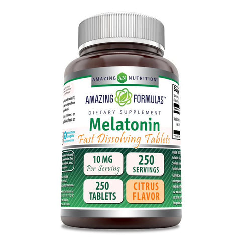 Image of Amazing Formulas Melatonin Quick Dissolve | 10 Mg | 250 Tablet | Citrus Flavor