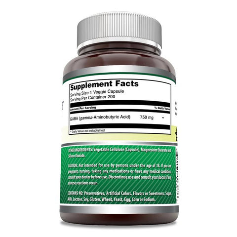 Image of Amazing Formulas GABA | 750 Mg | 200 Veggie Capsules