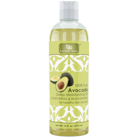 Image of Beauty Aura Avocado Oil | 100% Pure | 16 Fl. Oz (473 ml) | Deep Moisturizing