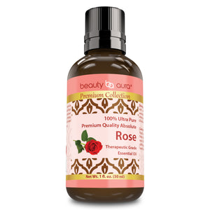 Beauty Aura Premium Collection - 100 Percent Ultra Pure Rose Oil |  1 Ounce