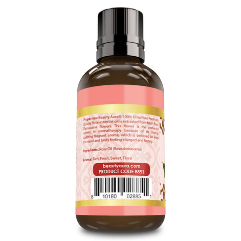 Image of Beauty Aura Rose Oil | Therapeutic Grade Essential Oil | 1 Fl. Oz (30 ml) | Premium Collection