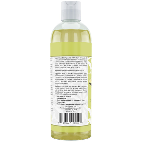 Image of Beauty Aura Avocado Oil | 100% Pure | 16 Fl. Oz (473 ml) | Deep Moisturizing