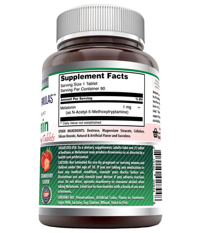 Image of Amazing Formulas Melatonin | 1 Mg | 90 Tablets | Strawberry Flavor