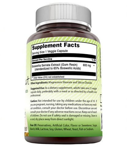 Image of Amazing India Boswellia Extract | 600 Mg | 120 Vegetarian Capsules