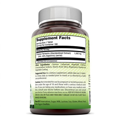 Image of Amazing India Tribulus Extract Dietary Supplement | 1000 Mg | 180 Tablets