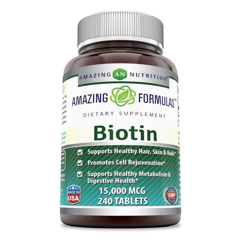 Image of Amazing Formulas Biotin | 15000 Mcg | 240 Tablets
