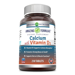 Amazing Formulas Calcium with Vitamins D3 | 250 Tablets
