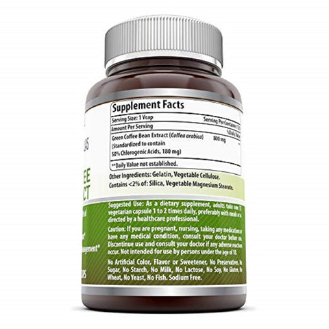 Image of Amazing Formulas Green Coffee Bean |  Extract 800 Mg | 120 Veggie Capsules