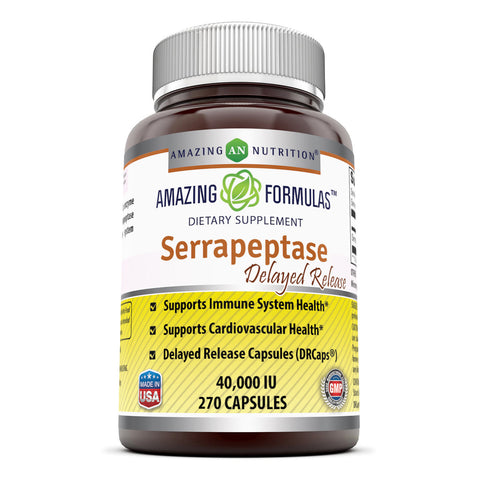 Image of Amazing Formulas Serrapeptase | 40000 IU | 270 Capsules