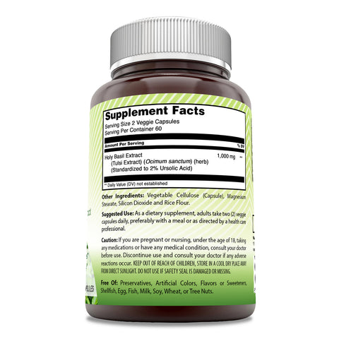 Image of Amazing India Holy Basil Dietary Supplement | 500 Mg | 120 Veggie Capsules