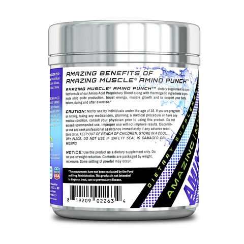Image of Amazing Muscle Amino Punch | Blue Raspberry | 30 Servings | 255 G | 8.5 Grams per Serving