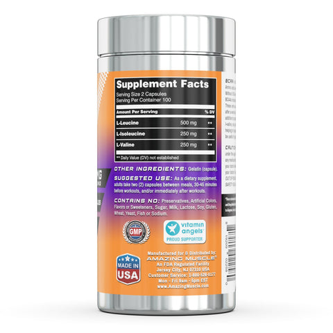 Image of Amazing Muscle BCAA 2:1:1 | 1000 Mg per Serving | 200 Capsules