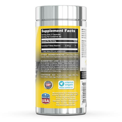 Image of Amazing Muscle Beta-Alanine | 2.25 Grams per Serving | 120 Capsules
