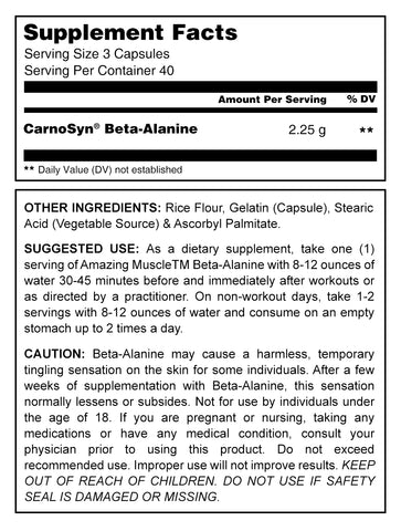 Image of Amazing Muscle Beta-Alanine | 2.25 Grams per Serving | 120 Capsules