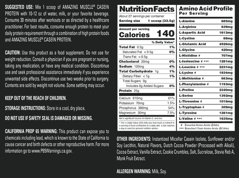 Image of Amazing Muscle Casein Protein Powder | 25 Grams Protein | 2 Lb Powder