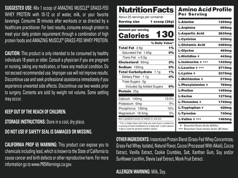 Image of Amazing Muscle Grass Fed Whey Protein Powder | 2 Lb | 25 Grams Protein Per Serving