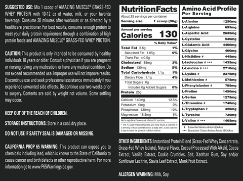 Image of Amazing Muscle Grass Fed Whey Protein Powder | 2 Lb | 25 Grams Protein Per Serving