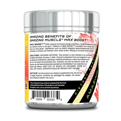 Image of Amazing Muscle Max Boost- Advanced Pre-Workout Formula - 60 Servings (Cherry Lemonade) - With Stevia