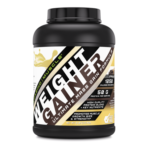 Image of Amazing Muscle Weight Gainer Protein Powder | Vanilla Flavor | 6 LB | 50 G Protein per Serving | 8 Servings