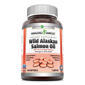 Amazing Omega Wild Alaskan Salmon Oil|  1000 Mg | 360 Softgels