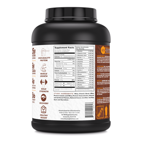Image of Amazing Whey Whey Protein Isolate & Concentrate  | 5 Lbs | Chocolate Flavor
