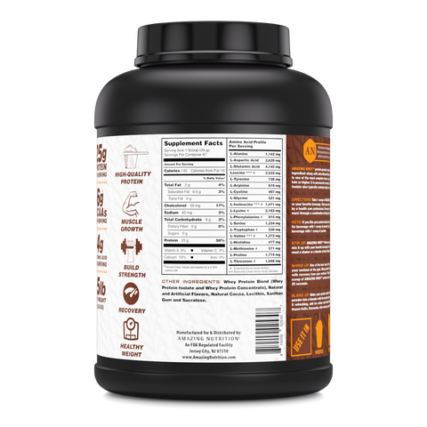 Image of Amazing Whey Whey Protein Isolate & Concentrate | 5 Lbs | Chocolate Flavor