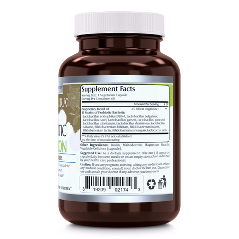 Image of Amazing Flora Probiotic 13 Strains 25 Billion 60 Vegetarian Capsules - Amazing Nutrition