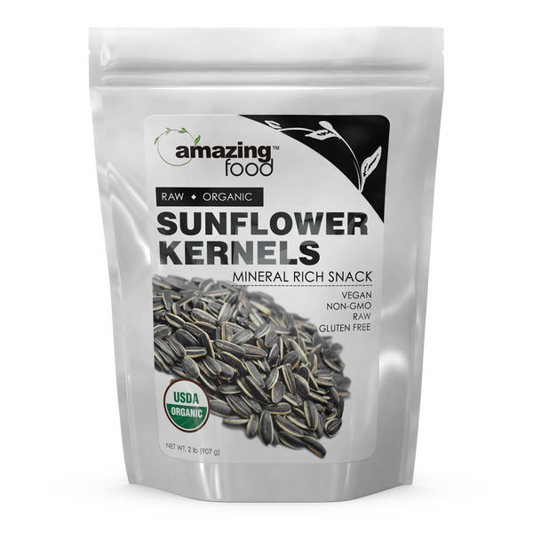 Amazing Food SunFlower Kernels USDA Organic Certified 2 Lb Vegan