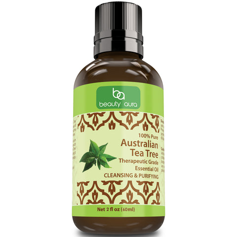 Image of Beauty Aura Australian Tea Tree Essential Oil, Undiluted,  | 4 Fl Oz | 118 Ml