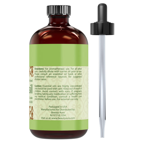 Image of Beauty Aura Basil Essential Oil |  4 Fl Oz | 118 Ml