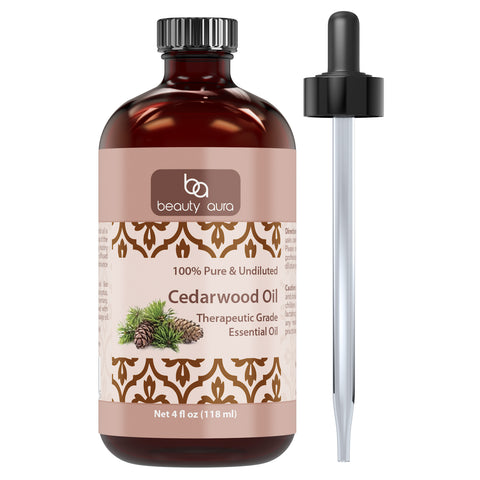 Image of Beauty Aura Cedarwood Oil | 4 Fl. Oz (118 ml) | Therapeutic Grade Essential Oil