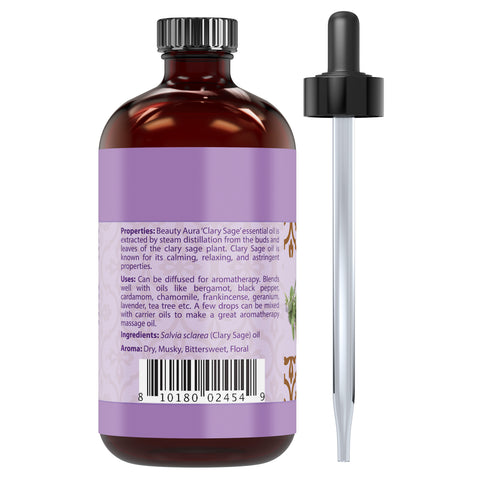 Image of Beauty Aura Clary Sage Essential Oil | 4 Fl Oz | 118 Ml