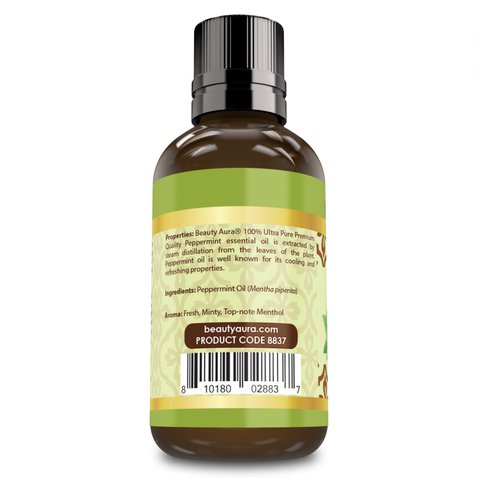 Image of Beauty Aura Peppermint Oil | Therapeutic Grade Essential Oil | 1 Fl. Oz (30 ml)