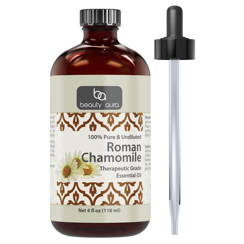 Image of Beauty Aura Roman Chamomile Oil | Therapeutic Grade Essential Oil | 4 Fl. Oz (118 ml)