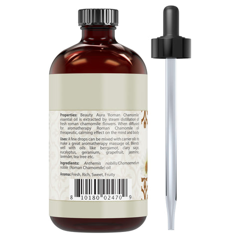 Image of Beauty Aura Roman Chamomile Oil | Therapeutic Grade Essential Oil | 4 Fl. Oz (118 ml)