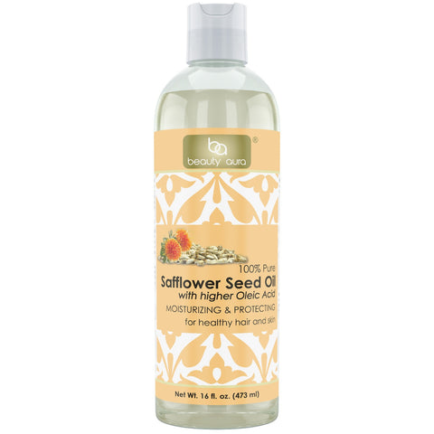 Image of Beauty Aura Safflower Seed Oil | 16 Fl. Oz (473 ml) | Moisturizing & Protecting