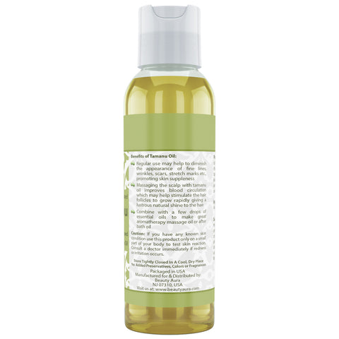 Image of Beauty Aura Tamanu Nut Oil | 100% Pure - for Healthy Hair, Skin & Nails. | 4 Oz