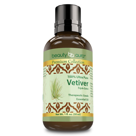 Image of Beauty Aura Premium Collection Vetiver Essential Oil | 1 Oz