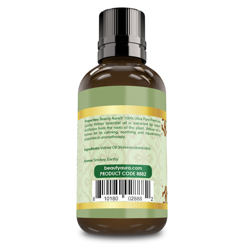 Image of Beauty Aura Premium Collection Vetiver Essential Oil | 1 Oz