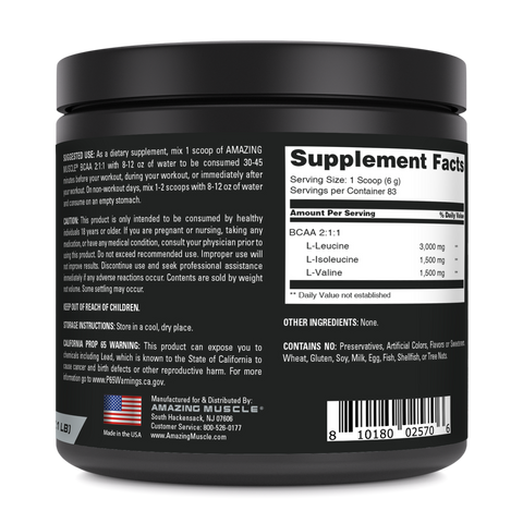 Image of Amazing Muscle BCAA 2:1:1 Powder | Unflavored | 498 G | 83 Servings