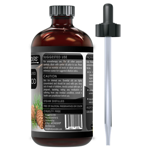 Image of Body Wonders Cedarwood Oil | Therapeutic Grade Essential Oil | 4 Fl. Oz (118 ml)