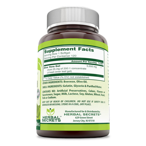 Image of Herbal Secrets Aloe Vera | 5000 Mg | 120 Softgels