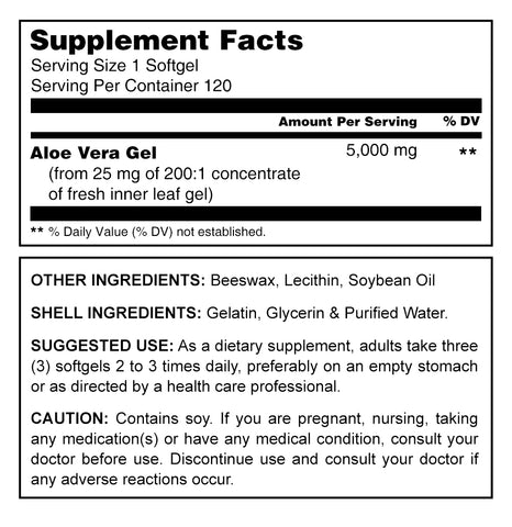 Image of Herbal Secrets Aloe Vera | 5000 Mg | 120 Softgels