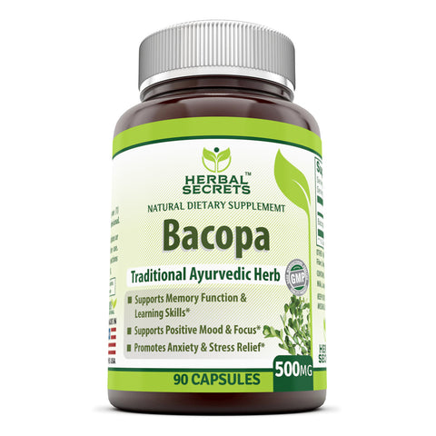 Image of Herbal Secrets Bacopa Powder | 500 Mg | 90 Capsules