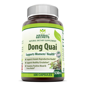 Herbal Secrets Dong Quai | 530 Mg | 100 Capsules