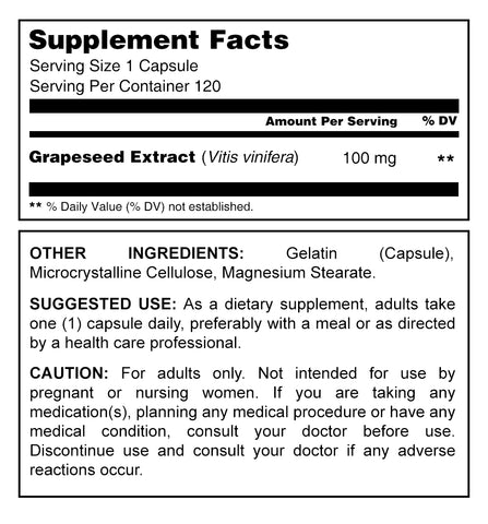 Image of Herbal Secrets Grapeseed Extract | 100 Mg | 120 Capsules