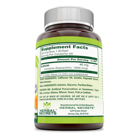 Image of Herbal Secrets Lutein with Zeaxanthin | 40 Mg | 60 Softgels